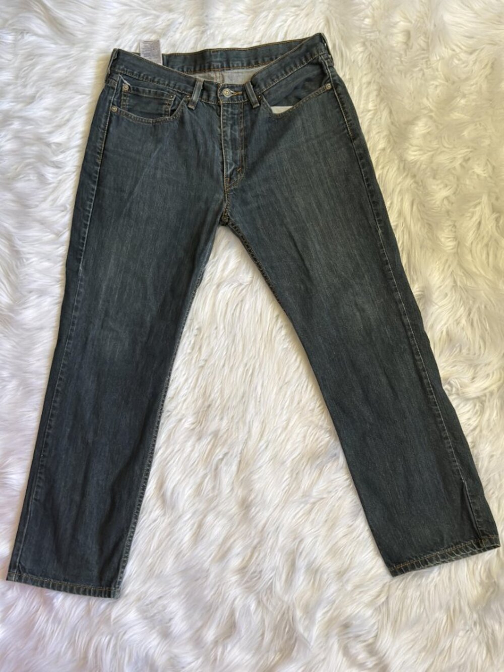 Levi's 514 Straight Fit Jeans Men's 35x28 (Tagged 34x30) Blue Rigid Denim